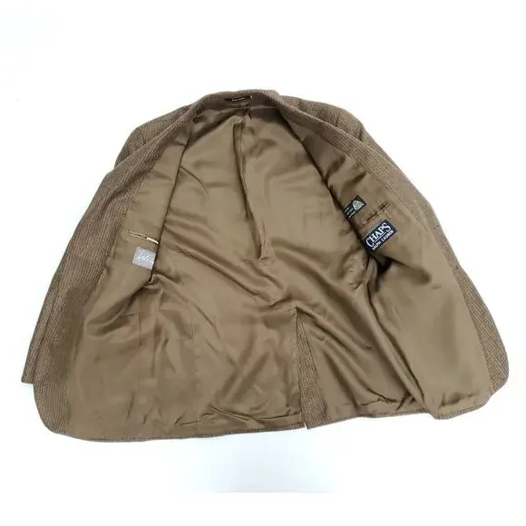 Chaps Ralph Lauren Brown Houndstooth Classic Wool Blazer Sport Coat Jacket 40R - Picture 10 of 11